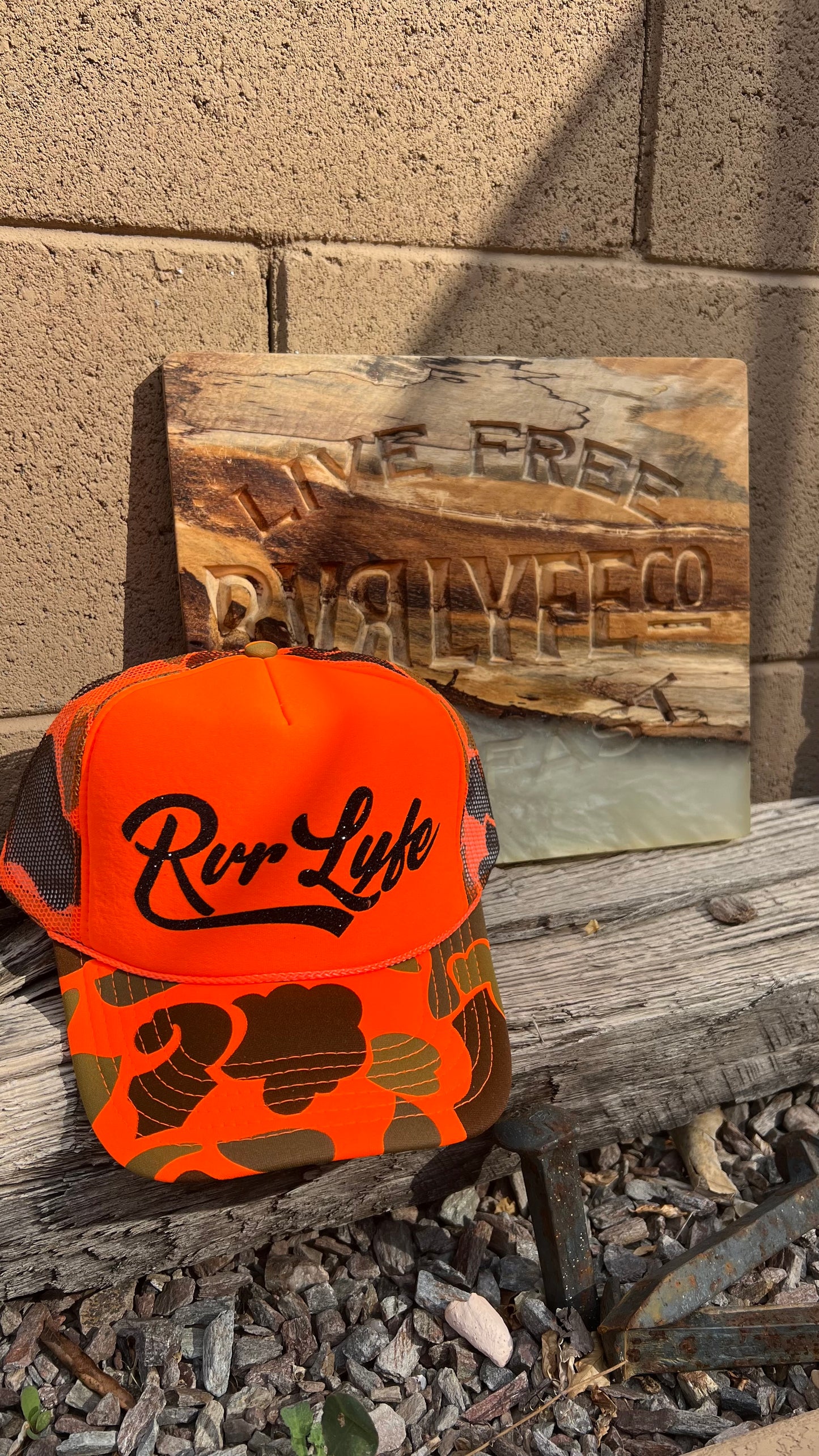 Orange Camo Trucker Hat