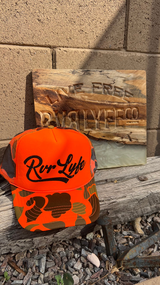 Orange Camo Trucker Hat