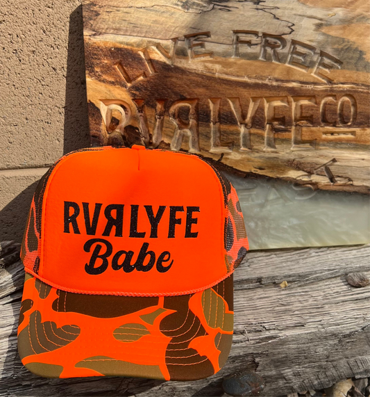 Orange Camo Trucker Hat