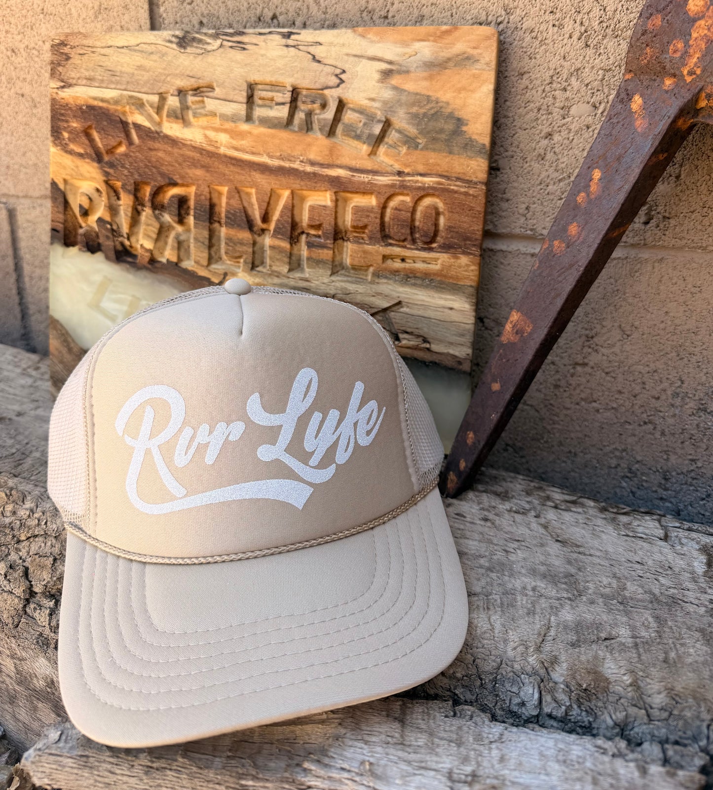 Tan & White Trucker Hat