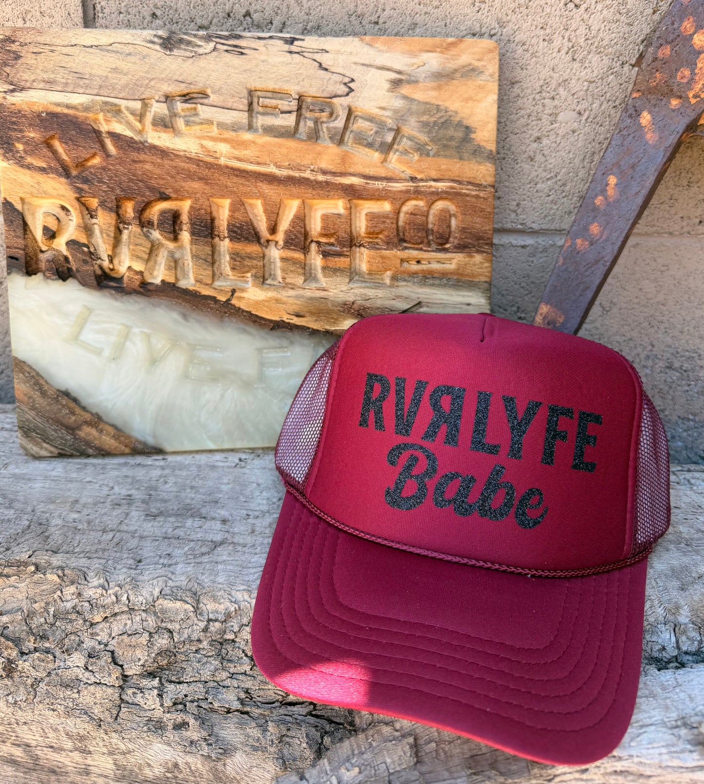 Maroon & Black Babe Trucker Hat