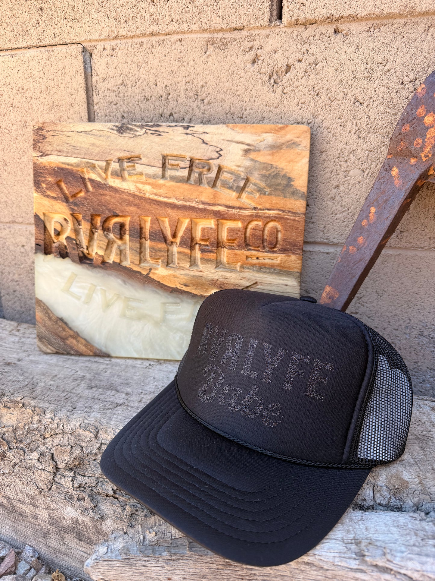 Black on Black RVRLYFE Babe Trucker Hat