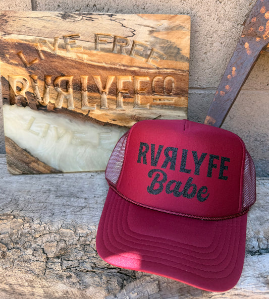 Maroon & Black Babe Trucker Hat