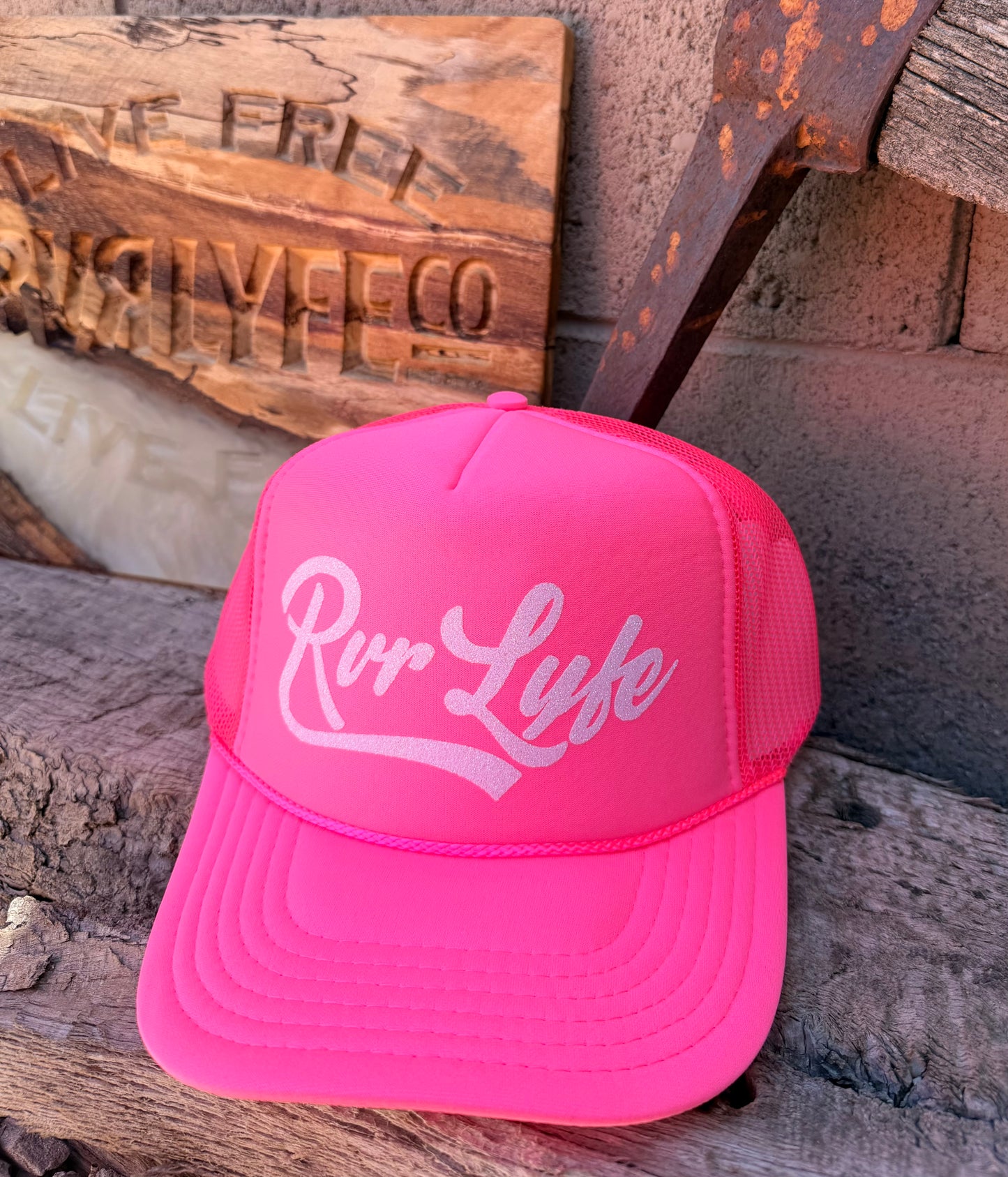 Neon Pink & White Trucker Hat