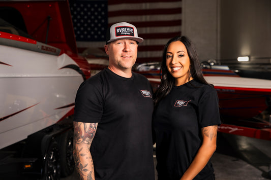 The Red and White Logo Black Tee