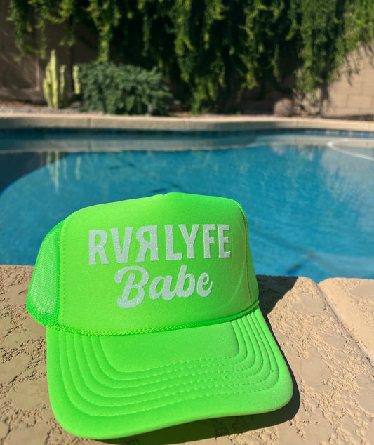 Neon Green Trucker Hat/Wht Glitter