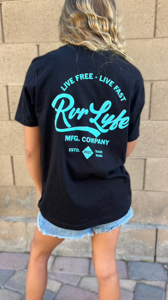 Black/Teal Kids Tee