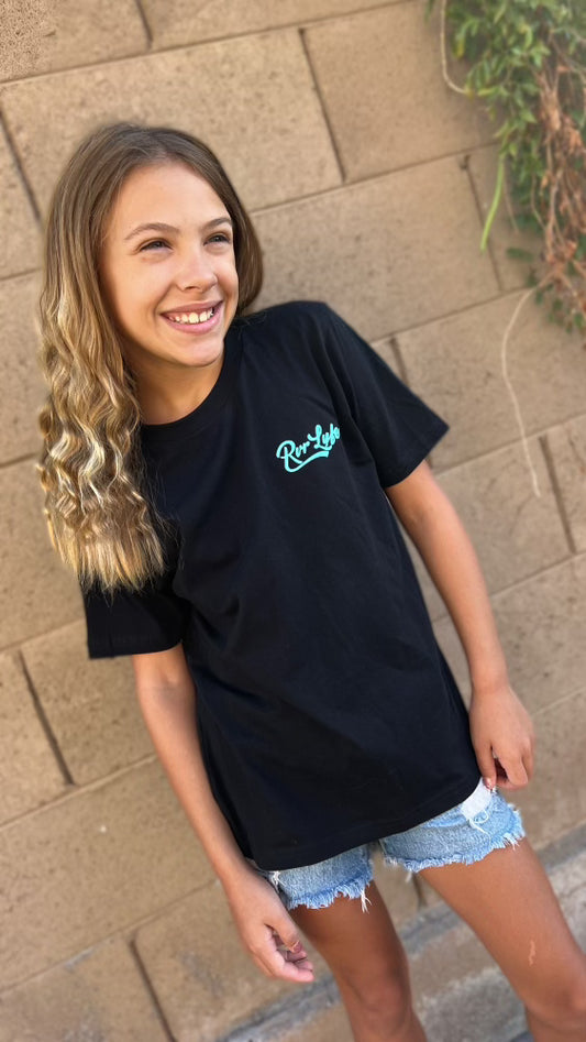 Black/Teal Kids Tee